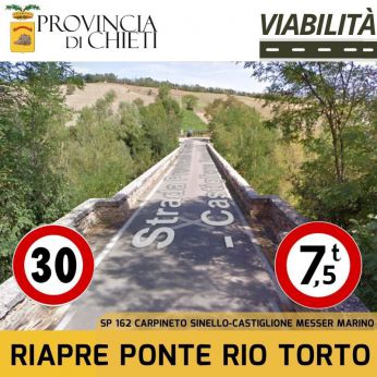 Provincia di Chieti: riapertura Ponte Rio Torto