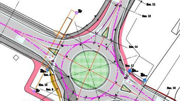 Nella foto la planimetria del progetto di una rotatoria