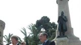 Un momento della cerimonia di riconsegna a Vasto del monumento a Gabriele Rossetti