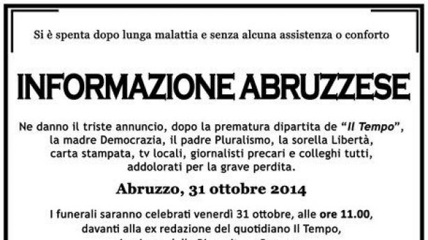 Nella foto: il necrologio