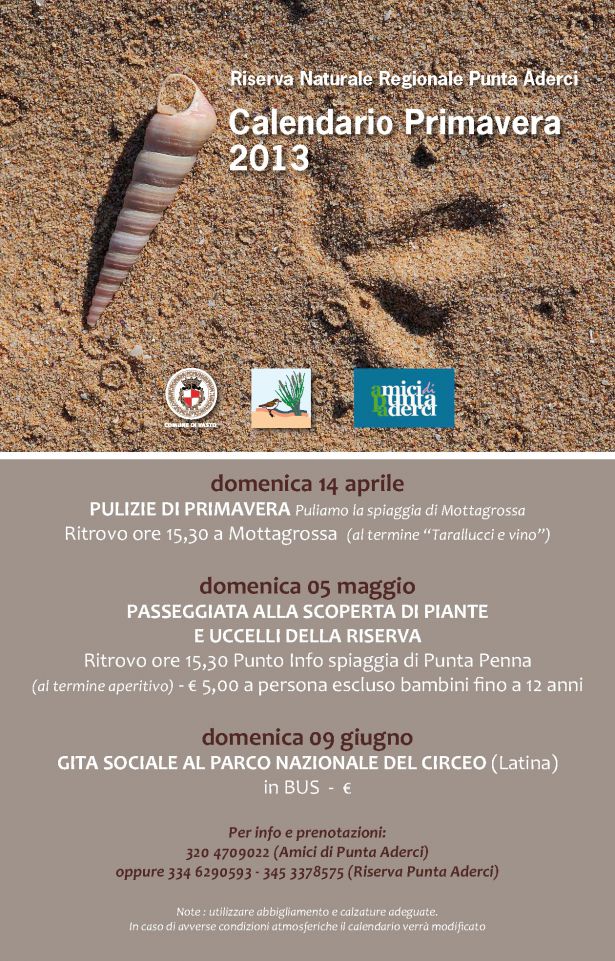 Calendario Iniziative di Primavera 2013