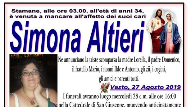 Necrologio di Simona Altieri