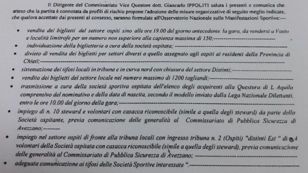 La nota della Questura