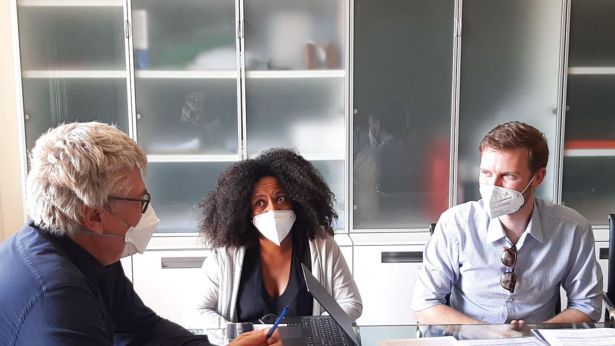 Da sinistra Thomas Schael, Mwaba Chilufya e Alessandro Di Risio