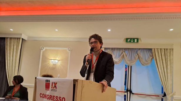 Francesco Menna nel corso del suo intervento al Congresso CGIL