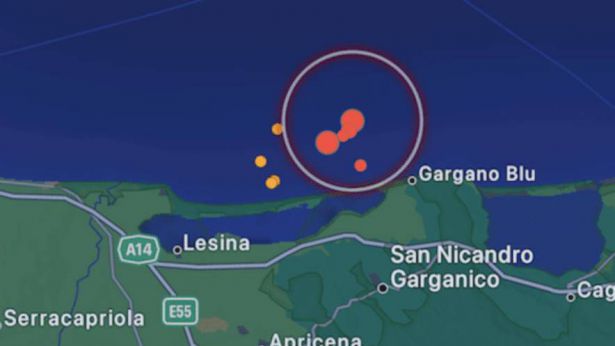 La scossa tellurica registrata al largo del Gargano