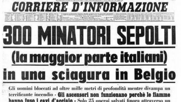 La tragedia di Marcinelle su un giornale dell'epoca