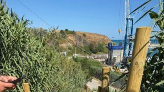 La scalinata in legno in fase di realizzazione