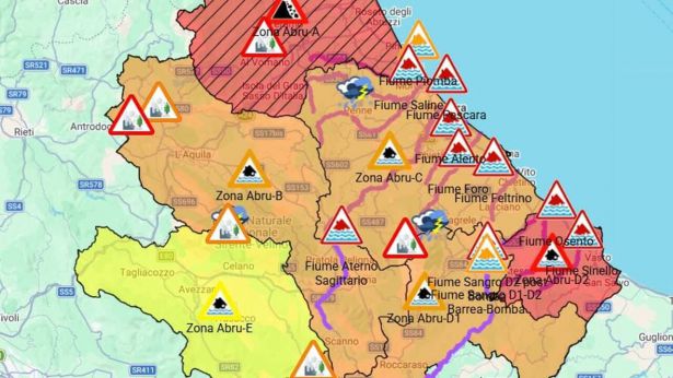 La mappa del Centro Funzionale Abruzzo