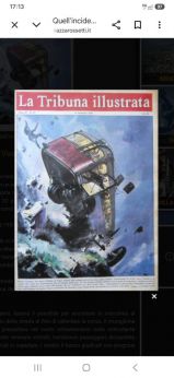 La ricostruzione dell'incidente pubblicata sulla prima pagina de "La Tribuna Illustrata"