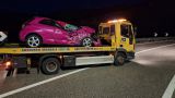 L'auto distrutta dall'impatto con il cavallo