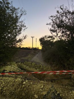 La strada chiusa al transito